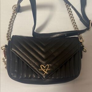 Victoria's Secret Black Chevron Crossbody Bag